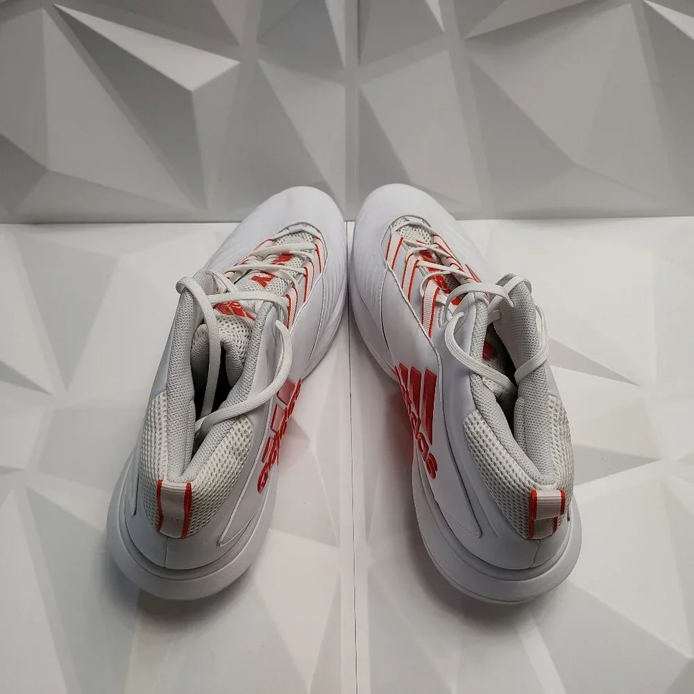Adidas Mens Football Cleats 18 White Orange Shoe Lacrosse Nasty Mid Top - Picture 12 of 13
